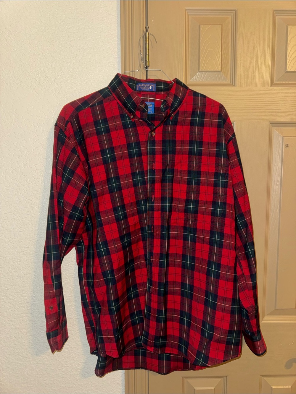 Pendleton Red and Green Plaid Button-Down Shirt